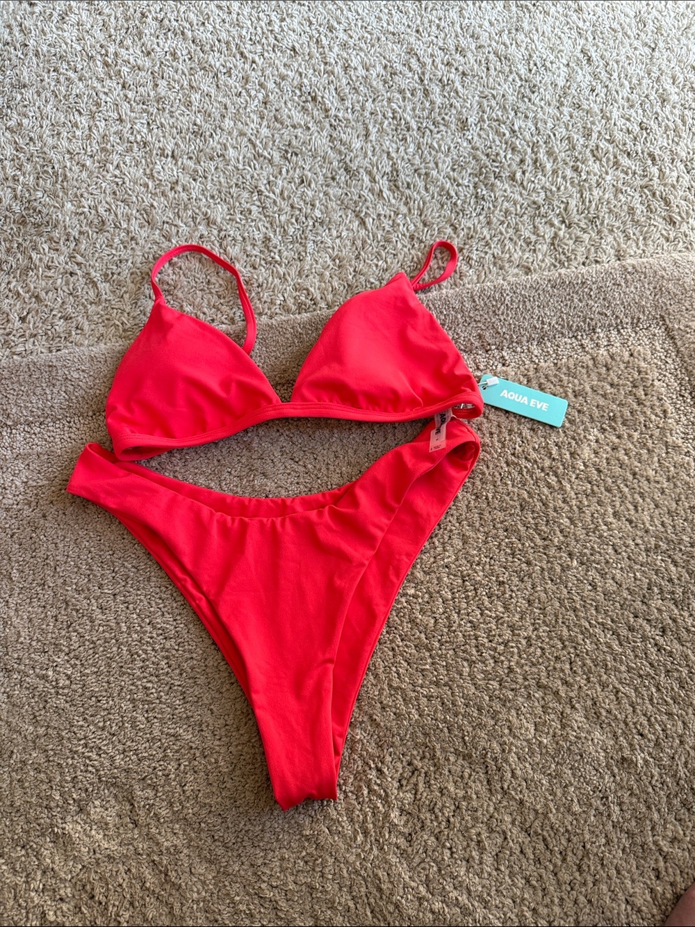 Aqua Eve Women's Red Triangle Bikini Set